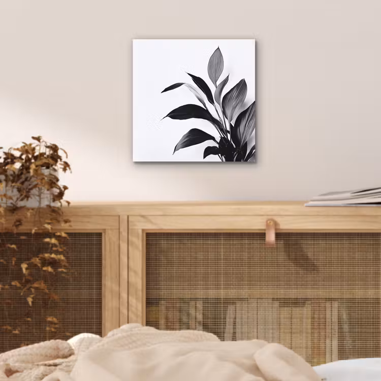Plant - Bladeren - Minimalistisch - Zwart aluminium wit klein -sfeer3
