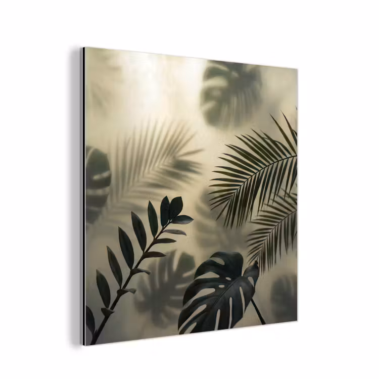 Planten - Bladeren - Schaduwen - Groen - Modern aluminium wit klein -3d
