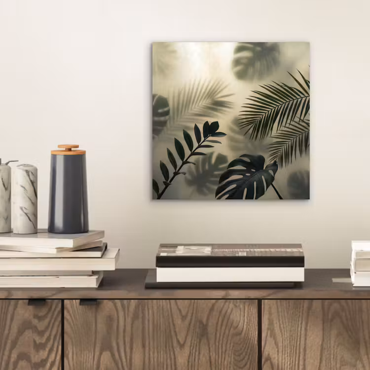Planten - Bladeren - Schaduwen - Groen - Modern aluminium wit klein -sfeer1