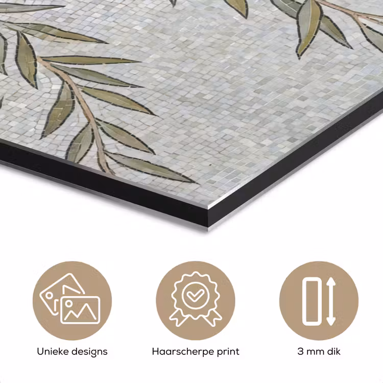 Planten - Mozaïek - Patroon - Groen - Blauw aluminium wit klein -closeup_NL