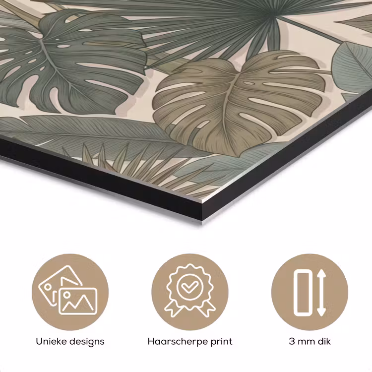 Planten - Tropisch - Natuur - Illustratie - Groen aluminium wit klein -closeup_NL