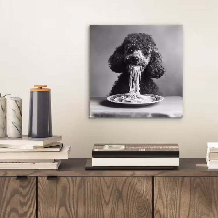 Poedel - Hond - Zwart - Wit - Schattig - Pasta aluminium wit klein -sfeer1