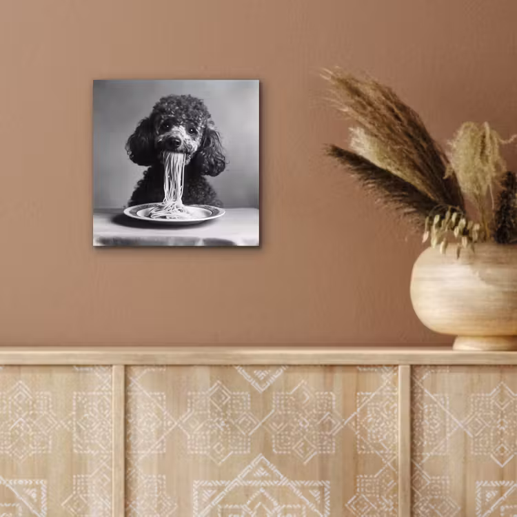 Poedel - Hond - Zwart - Wit - Schattig - Pasta aluminium wit klein -sfeer4