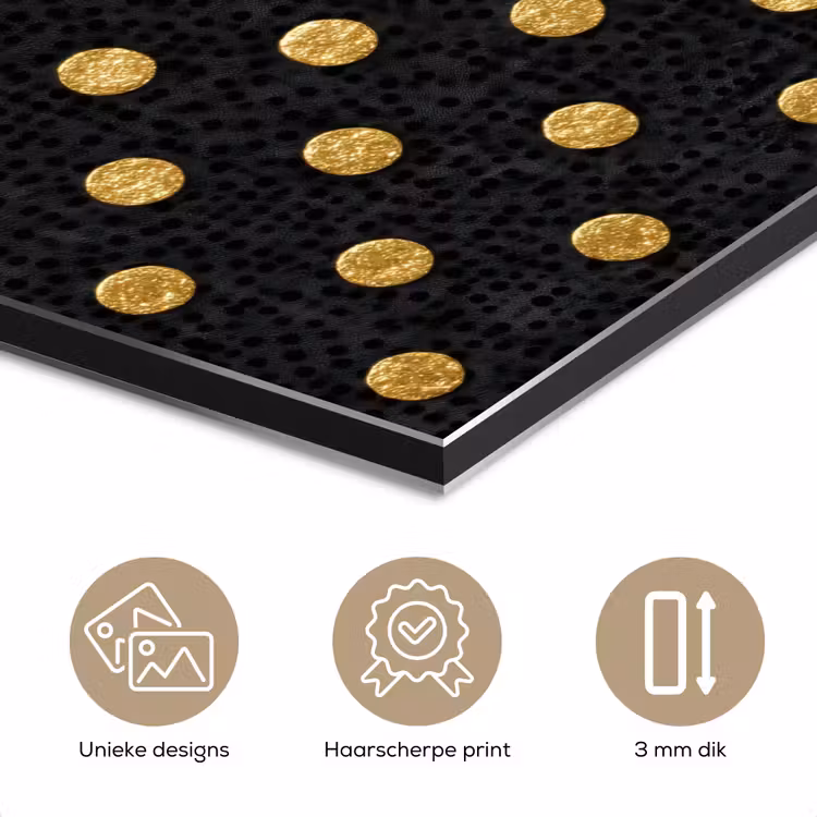 Polka Dot - Stippen - Goud - Zwart aluminium wit klein 46 -closeup_NL