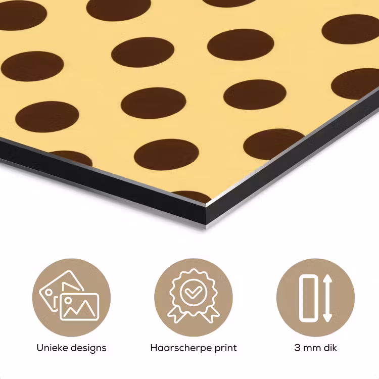 Polka Dot - Stippen - Retro - Geel - Bruin aluminium wit klein 46 -closeup_NL
