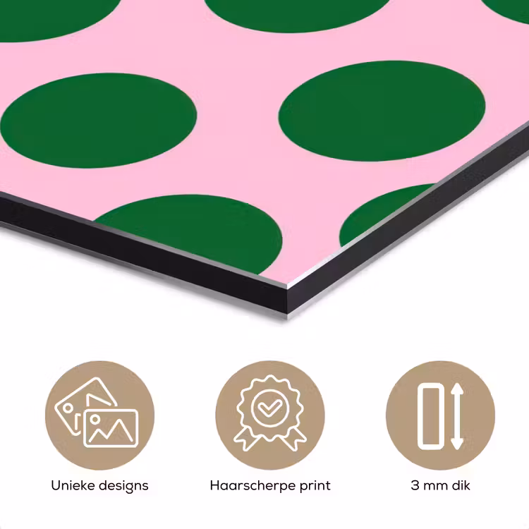 Polkadots - Patroon - Groen aluminium wit klein 46 -closeup_NL