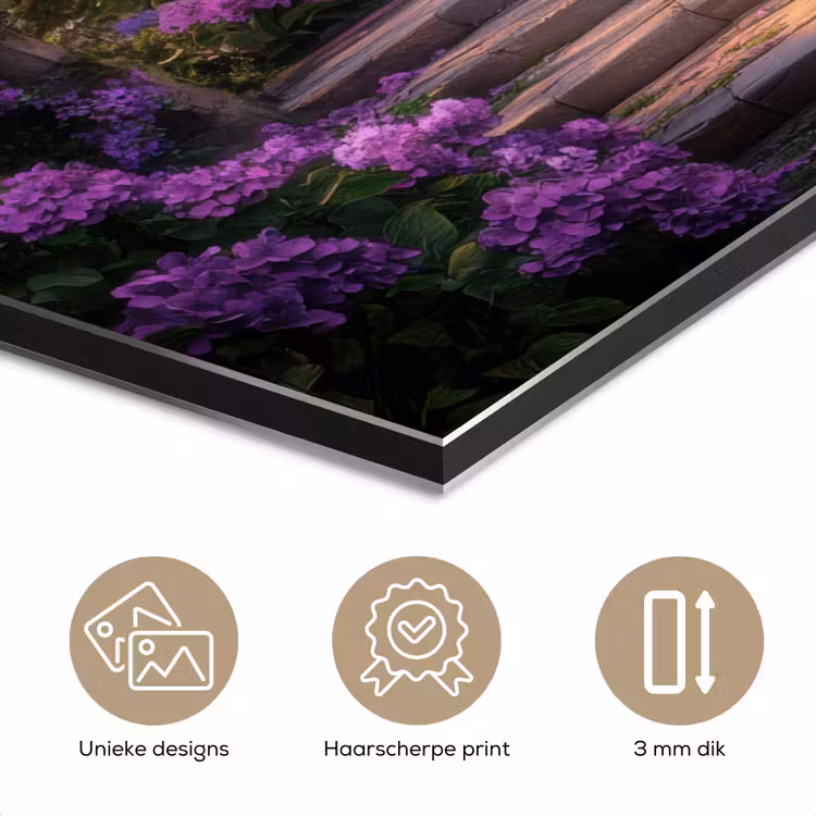 Poort - Paars - Bloemen aluminium wit klein -closeup_NL