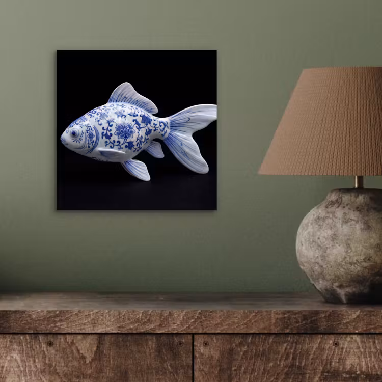 Porselein - Goudvis - Delfts - Blauw aluminium wit klein -sfeer2