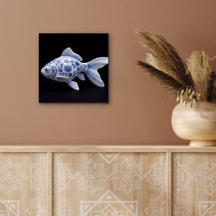 Porselein - Goudvis - Delfts - Blauw aluminium wit klein -sfeer4