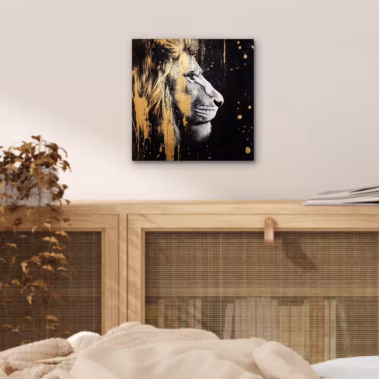 Portret - Leeuw - Abstract - Goud aluminium wit klein -sfeer3