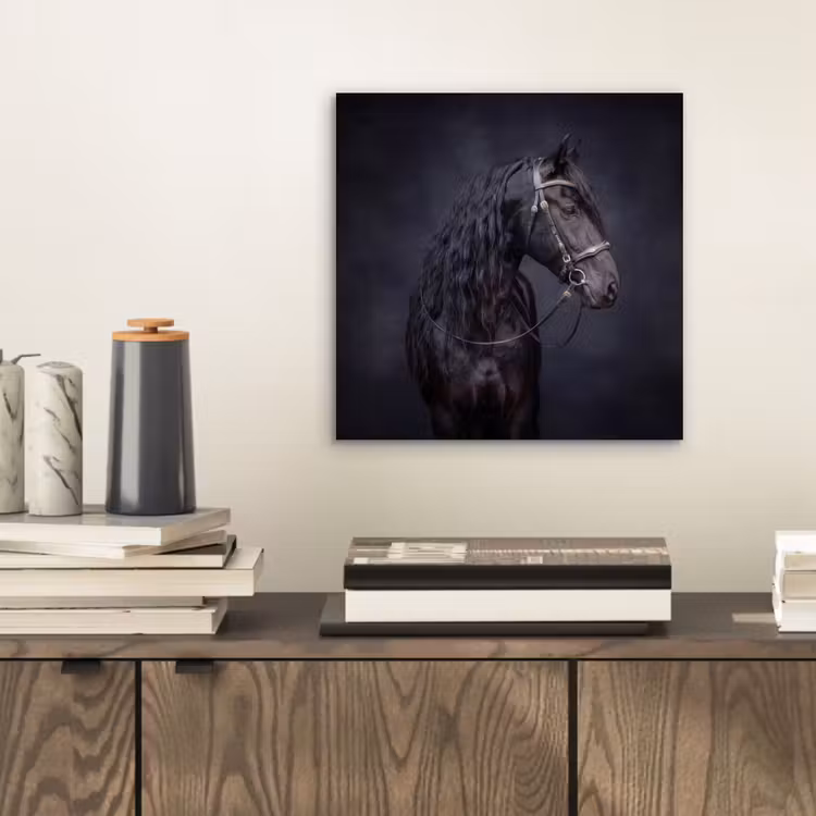 Portret - Paard - Donker aluminium wit klein -sfeer1
