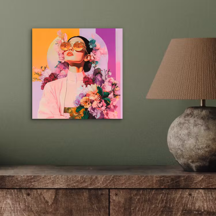 Portret - Vrouw - Abstract - Bloemen aluminium wit klein -sfeer2
