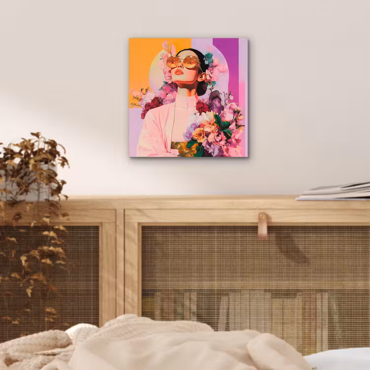 Portret - Vrouw - Abstract - Bloemen aluminium wit klein -sfeer3