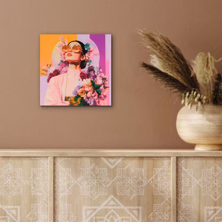 Portret - Vrouw - Abstract - Bloemen aluminium wit klein -sfeer4