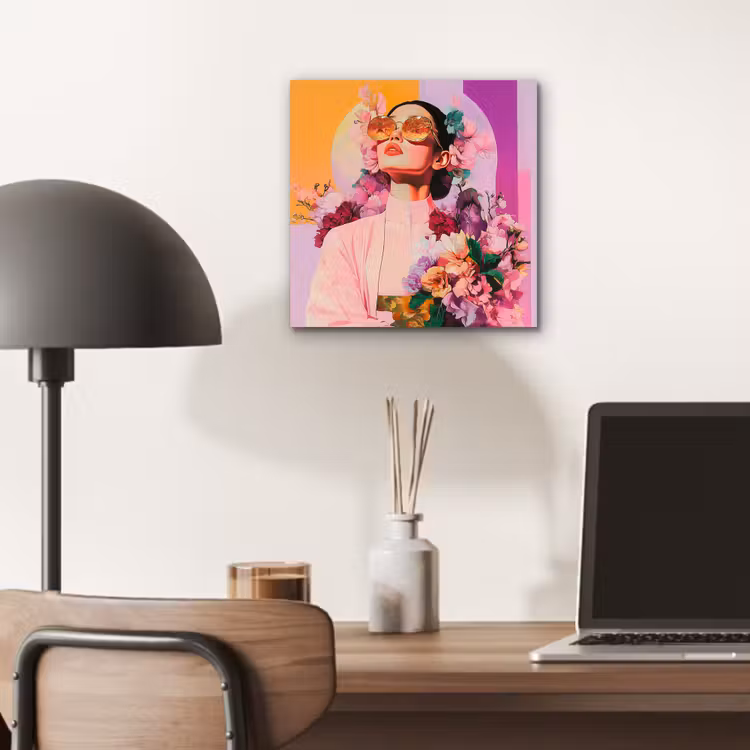 Portret - Vrouw - Abstract - Bloemen aluminium wit klein -sfeer5