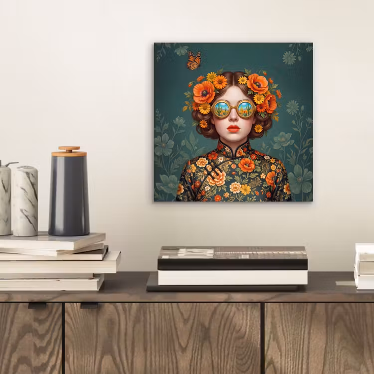 Portret - Vrouw - Kleurrijk - Expressief aluminium wit klein -sfeer1
