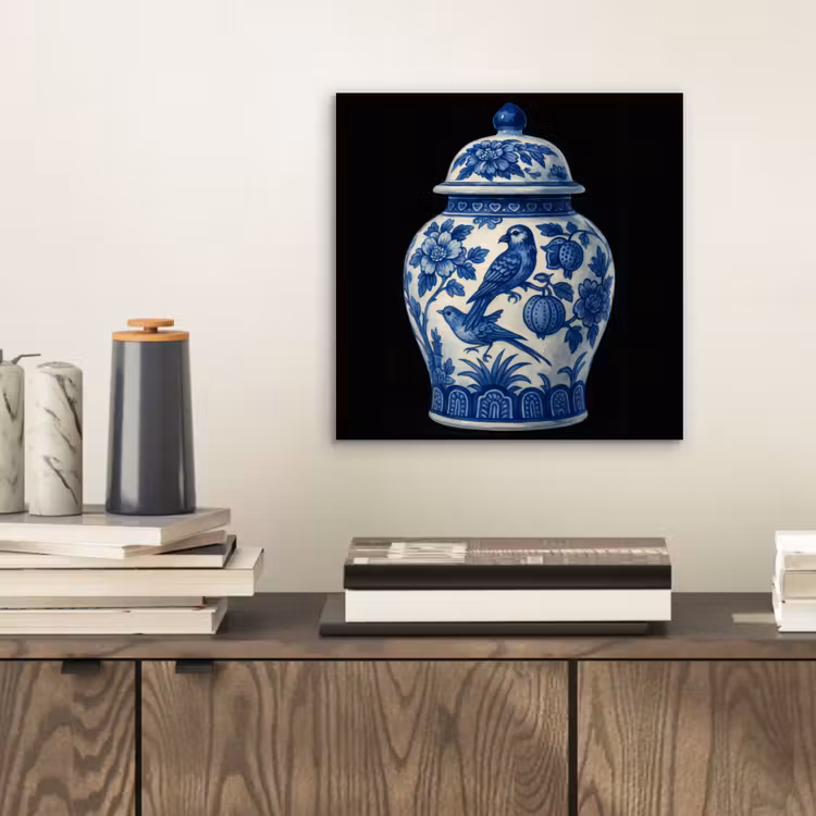 Pot - Delfts Blauw - Bloemen aluminium wit klein -sfeer1