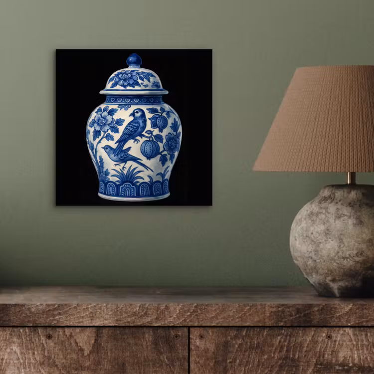 Pot - Delfts Blauw - Bloemen aluminium wit klein -sfeer2