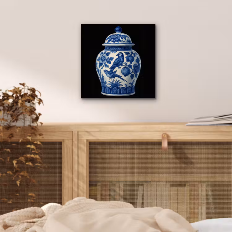 Pot - Delfts Blauw - Bloemen aluminium wit klein -sfeer3