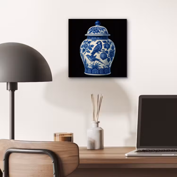 Pot - Delfts Blauw - Bloemen aluminium wit klein -sfeer5