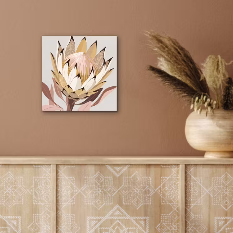 Protea - Bloem - Botanisch - Beige aluminium wit klein -sfeer4