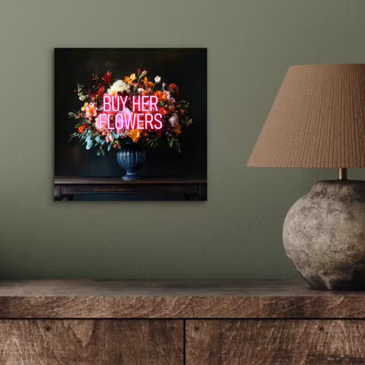 Quote - Bloemen - Vaas - Neon aluminium wit klein -sfeer2