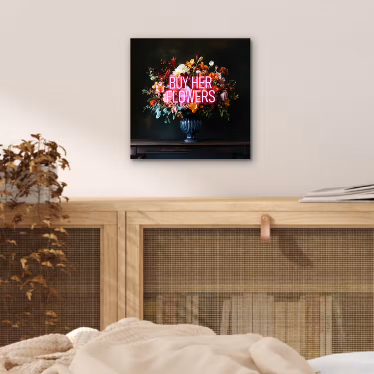 Quote - Bloemen - Vaas - Neon aluminium wit klein -sfeer3