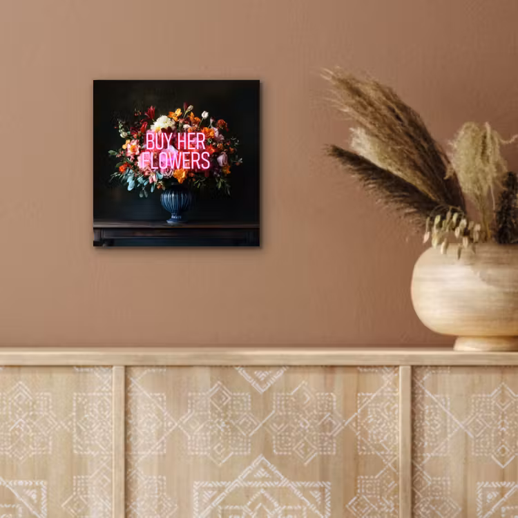 Quote - Bloemen - Vaas - Neon aluminium wit klein -sfeer4