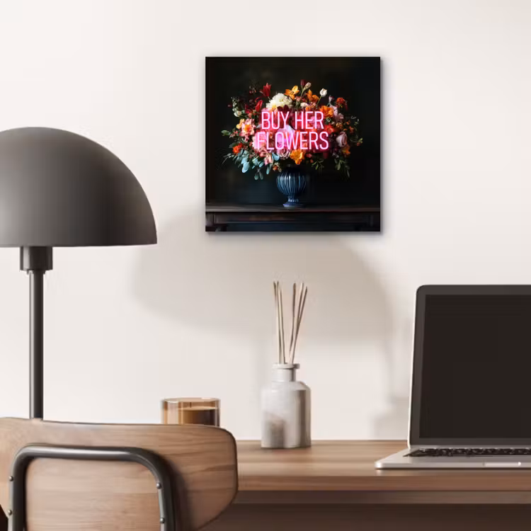 Quote - Bloemen - Vaas - Neon aluminium wit klein -sfeer5