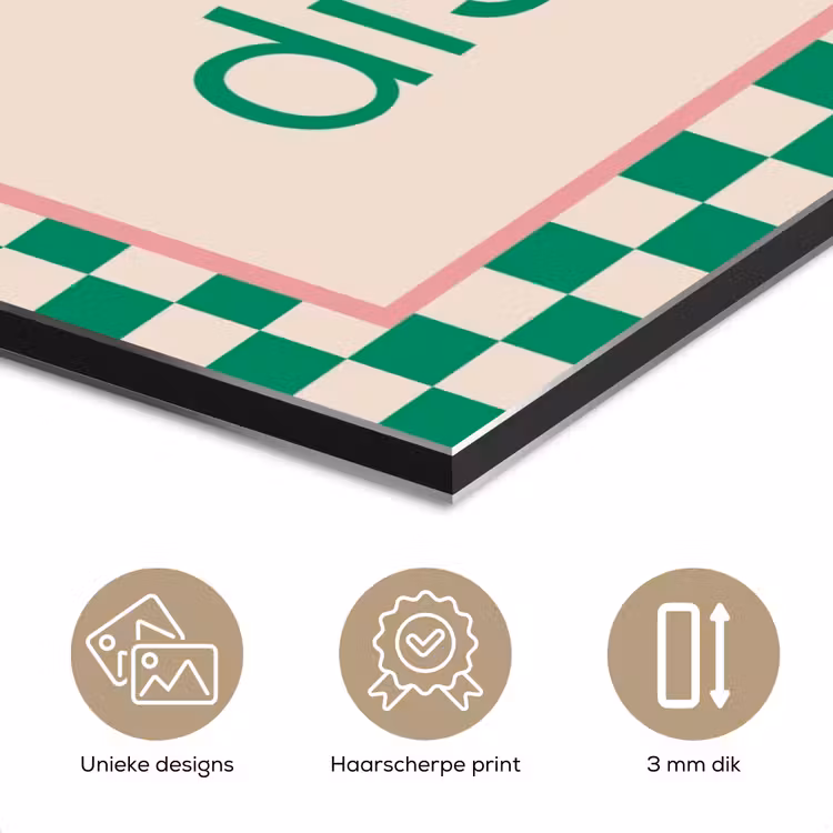 Quote - Groen - Geblokt - Keuken aluminium wit klein -closeup_NL