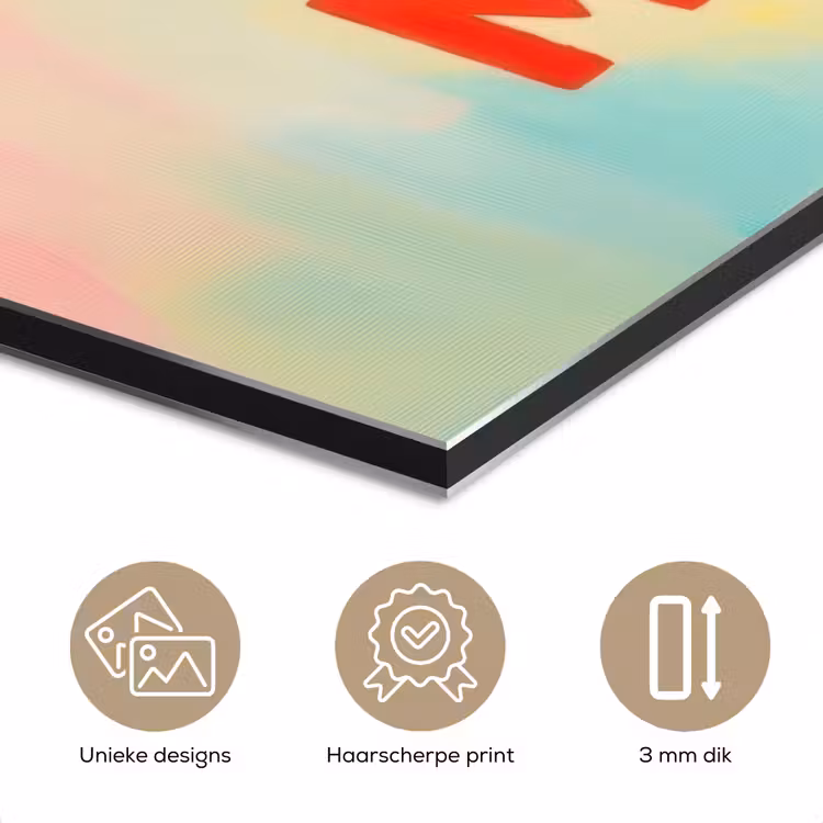 Quote - Lucky - Regenboogkleuren aluminium wit klein -closeup_NL