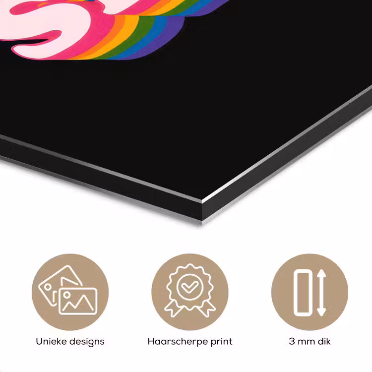 Quote - Regenboog - Roze - Zwart aluminium wit klein -closeup_NL