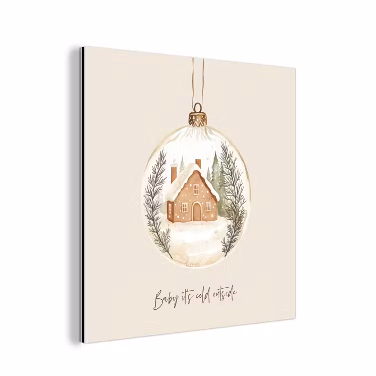 Quote - Winter - Kerst - Beige - Kerstbal aluminium wit klein -3d