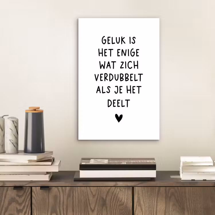 Quotes - Geluk is het enige wat zich verdubbelt - Spreuken aluminium wit klein -sfeer1