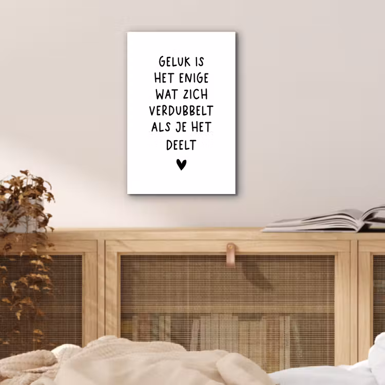 Quotes - Geluk is het enige wat zich verdubbelt - Spreuken aluminium wit klein -sfeer3