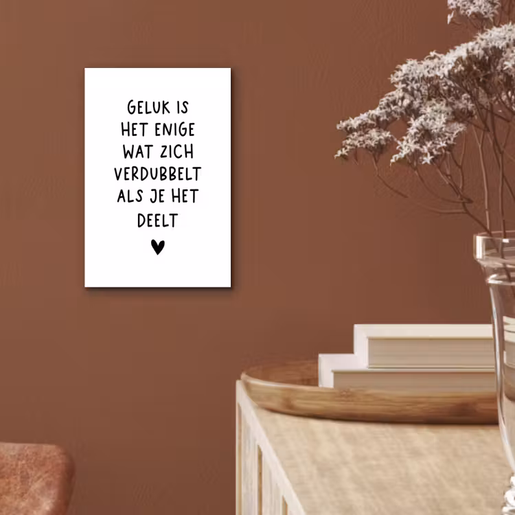 Quotes - Geluk is het enige wat zich verdubbelt - Spreuken aluminium wit klein -sfeer4