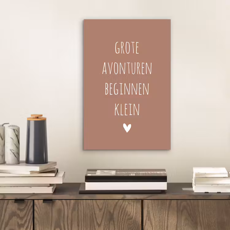 Quotes - Grote avonturen beginnen klein - Spreuken aluminium wit klein -sfeer1