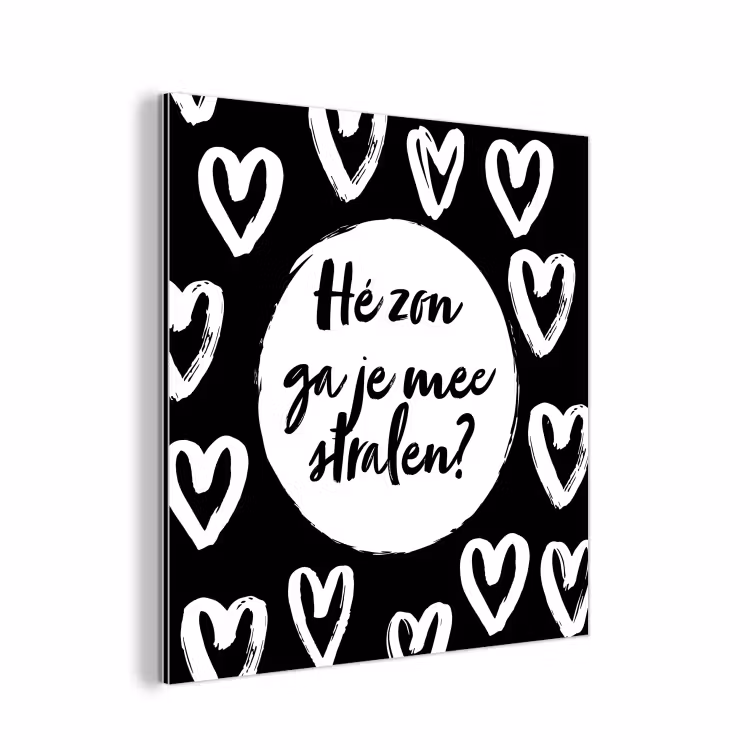 Quotes - Hé zon, ga je mee stralen? - Tekst - Zon - Zomer aluminium wit klein -3d