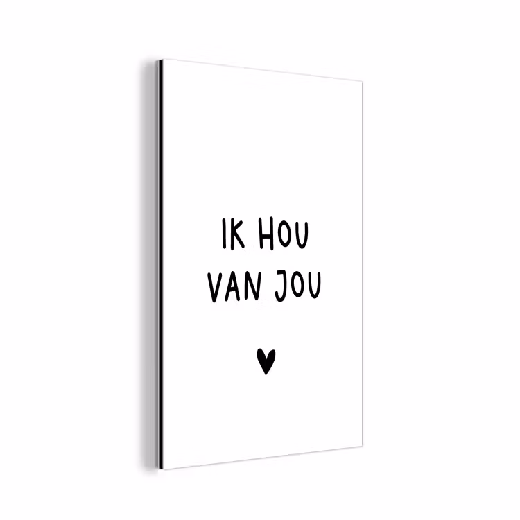 Quotes - Ik hou van jou - Spreuken aluminium wit klein -3d