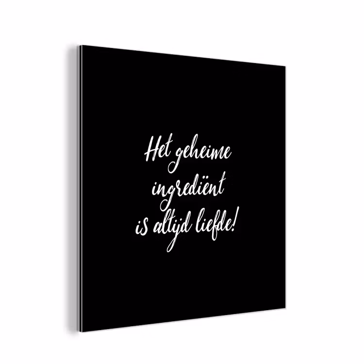 Quotes - Koken - Het geheime ingrediënt is altijd liefde! - Spreuken - Liefde aluminium wit klein -3d
