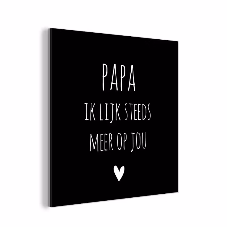 Quotes - Papa ik lijk steeds meer op jou - Stef Bos - Papa - Spreuken aluminium wit klein -3d