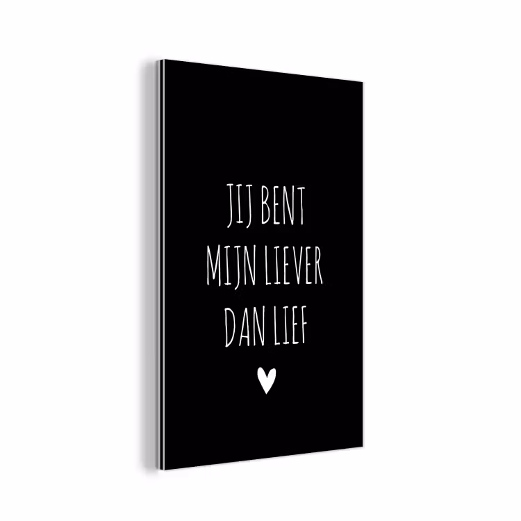 Quotes - Spreuken - Jij bent mij liever dan lief aluminium wit klein -3d