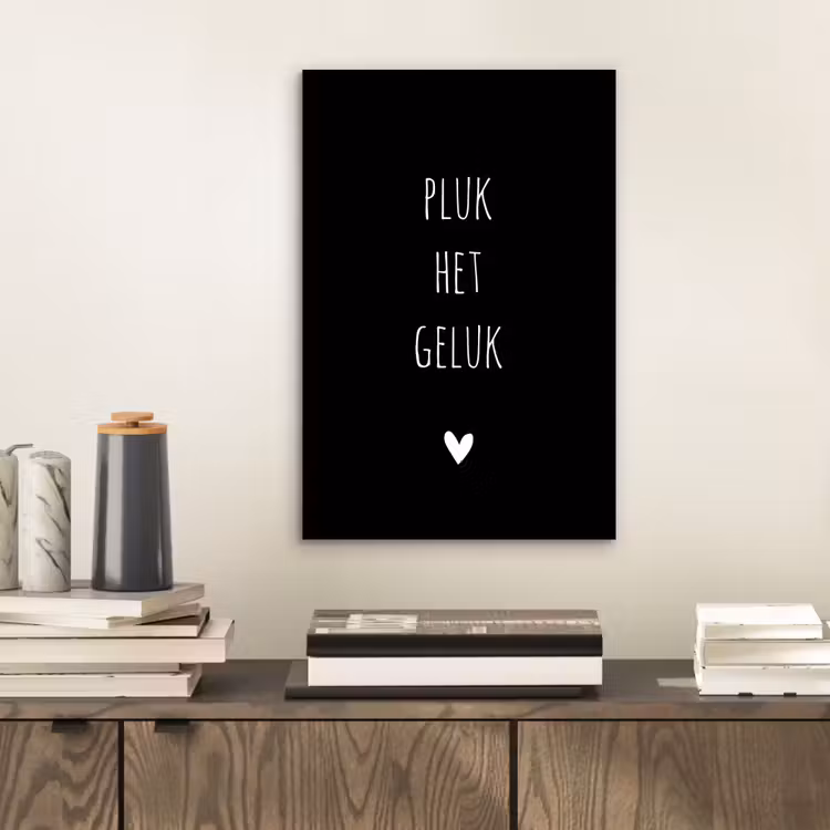 Quotes - Spreuken - Pluk het geluk aluminium wit klein -sfeer1