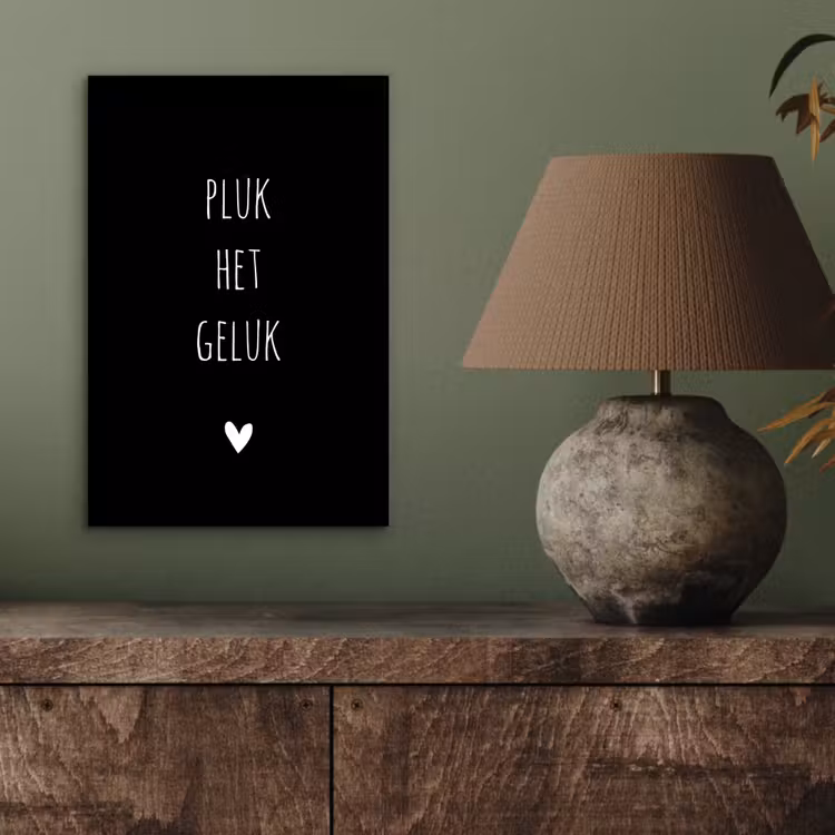 Quotes - Spreuken - Pluk het geluk aluminium wit klein -sfeer2