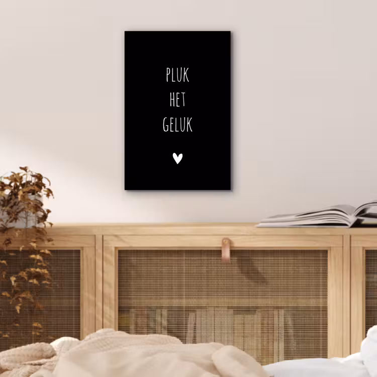 Quotes - Spreuken - Pluk het geluk aluminium wit klein -sfeer3