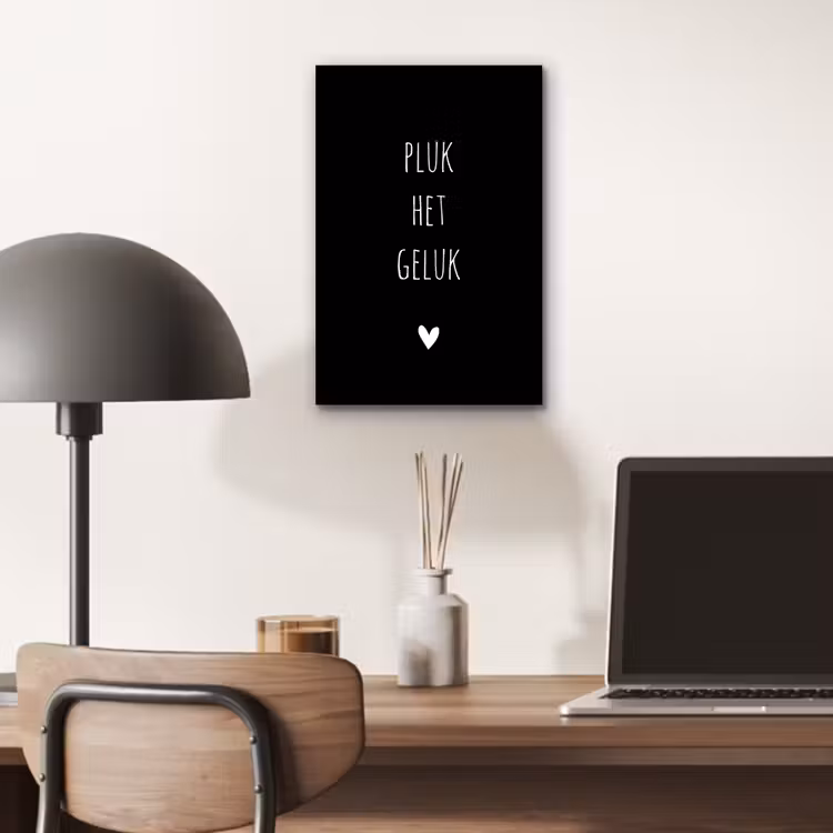 Quotes - Spreuken - Pluk het geluk aluminium wit klein -sfeer5