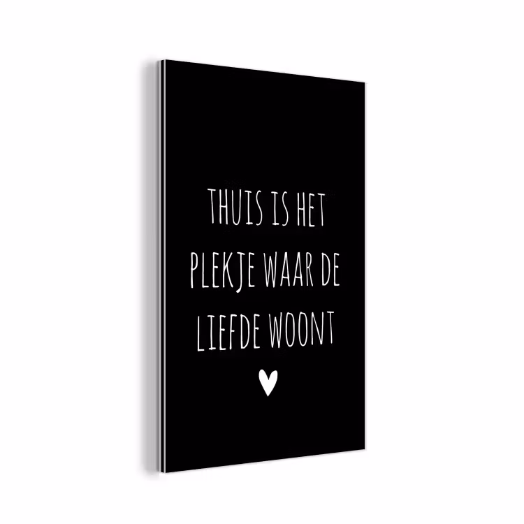 Quotes - Thuis is het plekje waar de liefde woont - Spreuken aluminium wit klein -3d