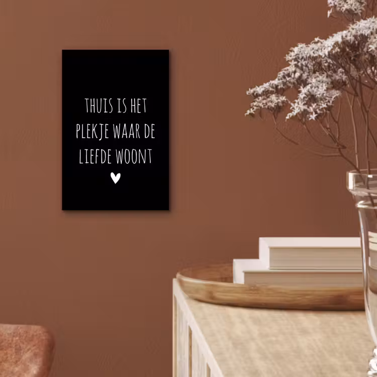 Quotes - Thuis is het plekje waar de liefde woont - Spreuken aluminium wit klein -sfeer4