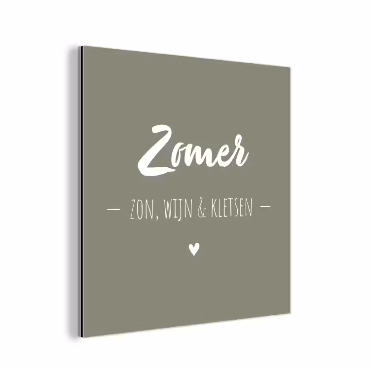 Quotes - Zomer, zon, wijn & kletsen - Tekst - Zomer aluminium wit klein -3d