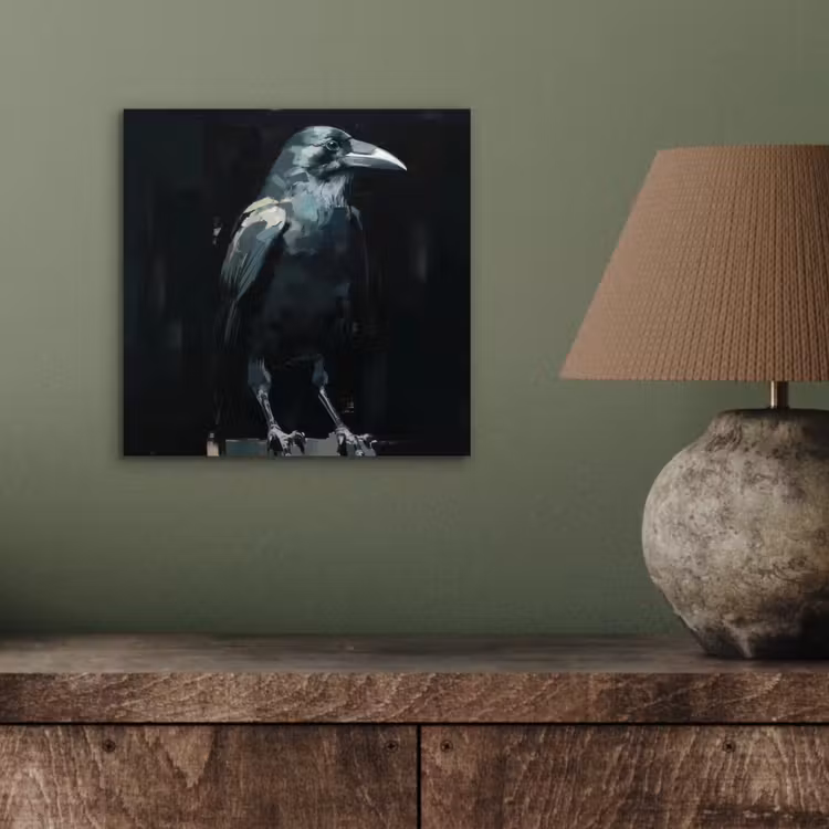 Raaf - Vogels - Zwart aluminium wit klein -sfeer2